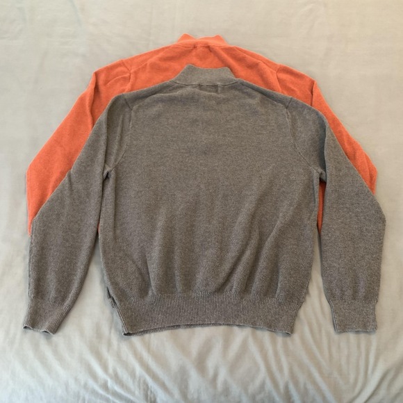 Brooks Brothers Sweaters Lot Of 2 Mens Large Gray Orange Cotton Cashmere Henley - Picture 11 of 12